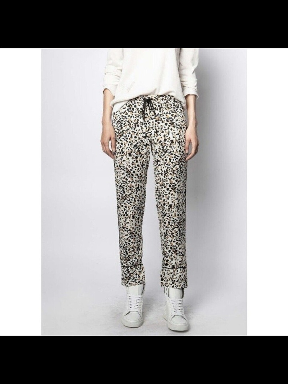 Zadig & Voltaire Cream and Black Leopard Print Joggers